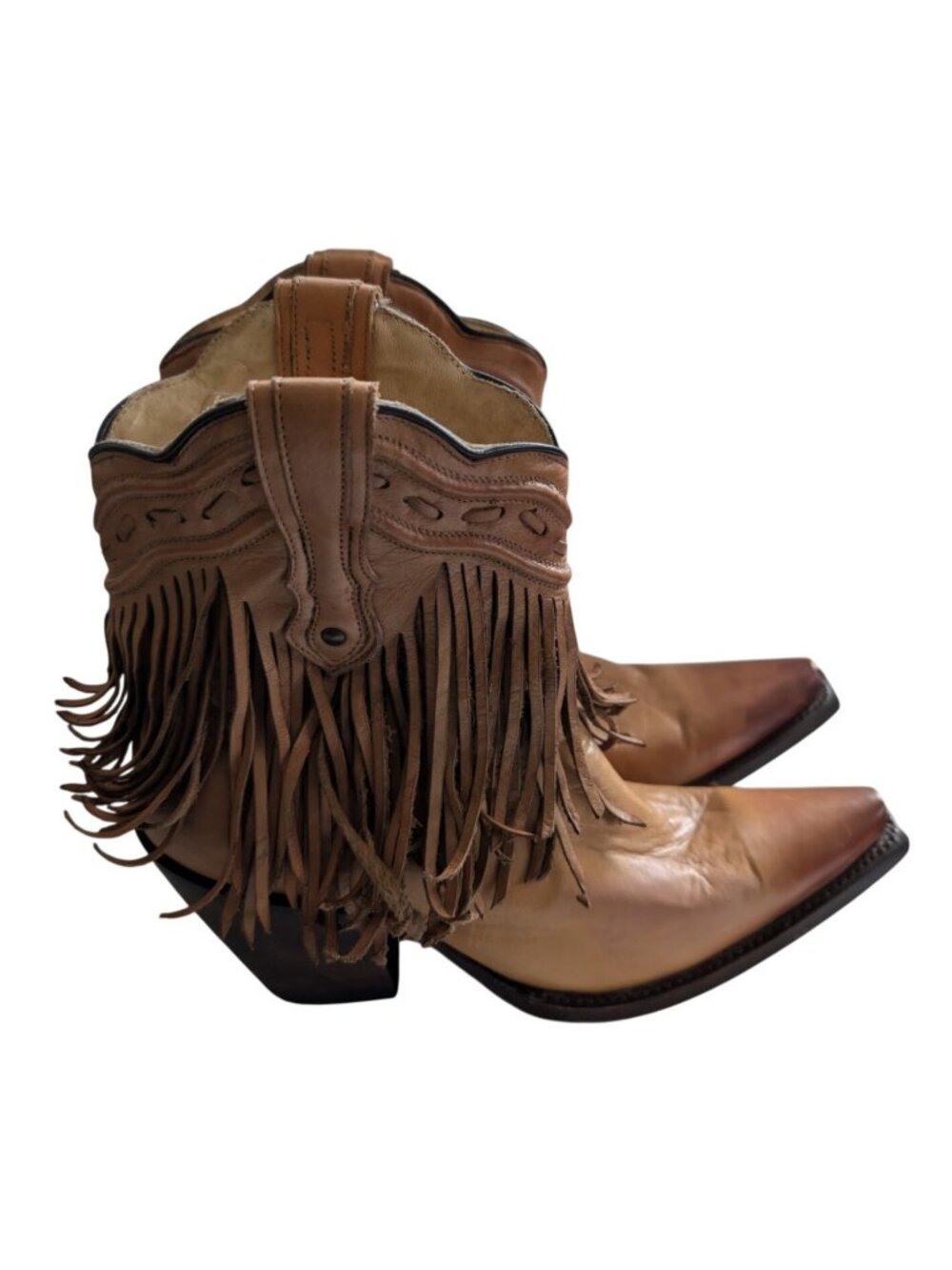 Corral G1207 Antique Saddle Leather Fringe Whipstitch Western Ankle Boots